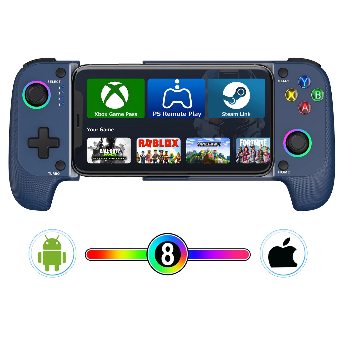 DinoFire Wireless Mobile Gaming Controller (Hall Effect RGB Gamepad)