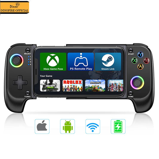 DinoFire Wireless Mobile Gaming Controller (Hall Effect RGB Gamepad)
