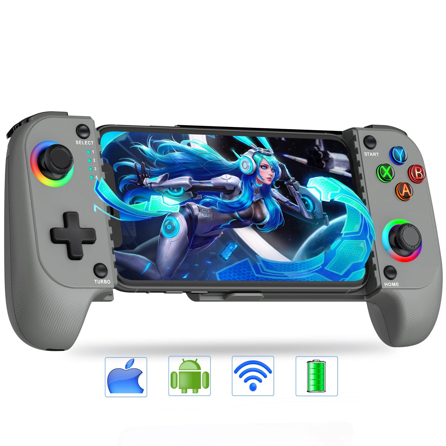 DinoFire Wireless Mobile Gaming Controller (Hall Effect RGB Gamepad)