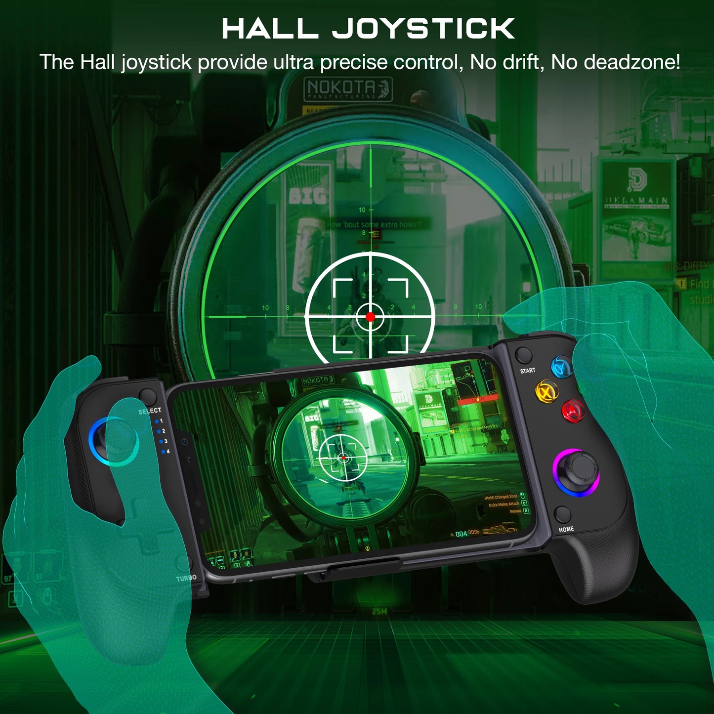 DinoFire Wireless Mobile Gaming Controller (Hall Effect RGB Gamepad)